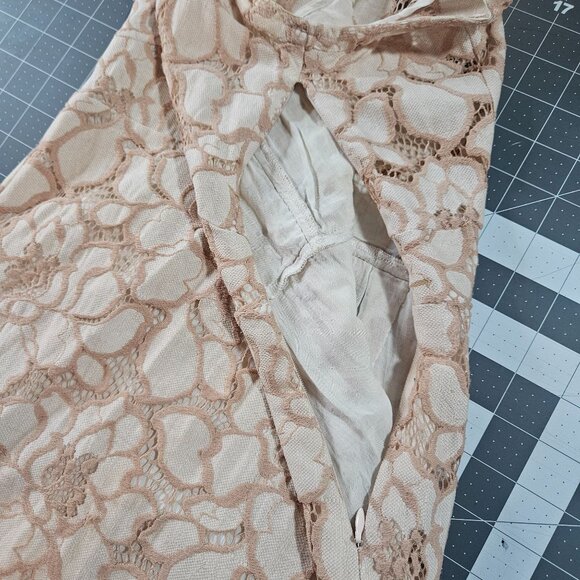 Free People Lace Mini Dress Beige XS Feminine Romantic Boho Chic Cottage core - Picture 14 of 14